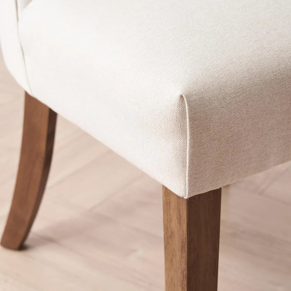 Wooden Dining Chairs Set of 2, Modern Fabric Upholstered Dining Room Chair Kitchen Chairs, Rustic Farmhouse Seating w/Comfort Cu