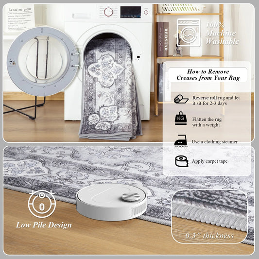 Elegant Floral Faux Wool Area Rug