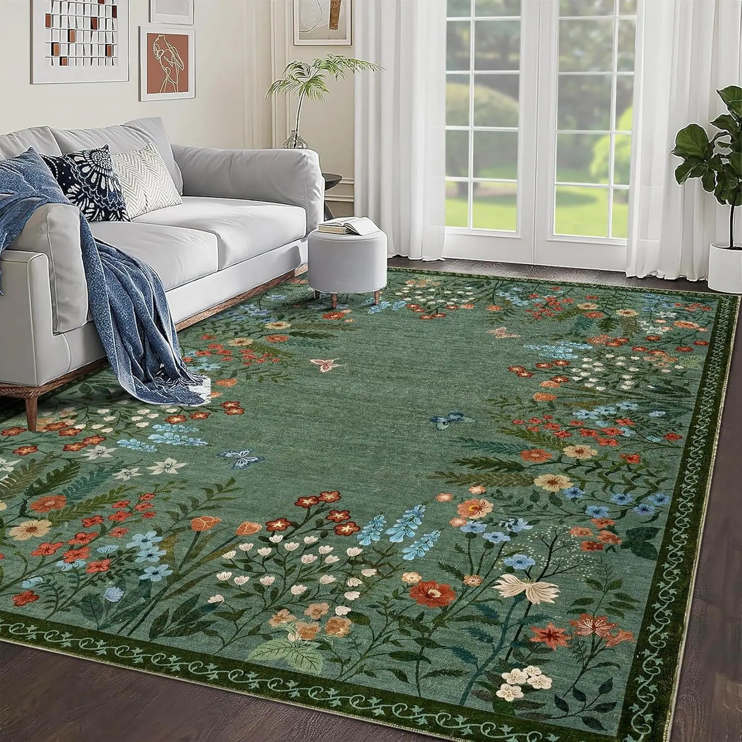 Floral Area Rug , Non Slip