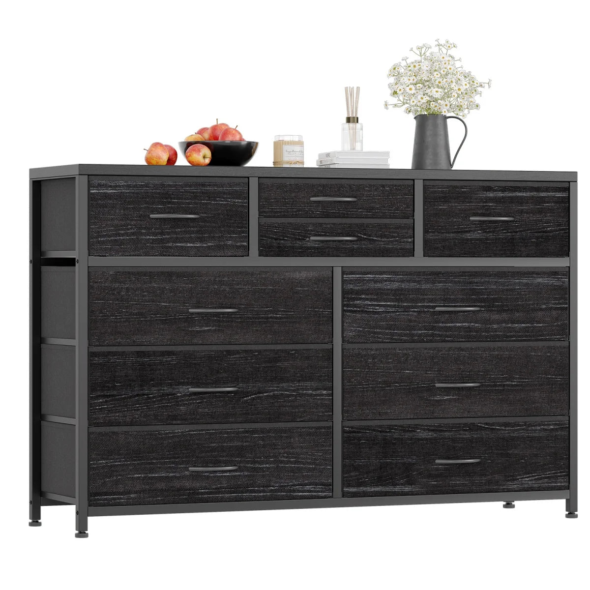 Dresser with 10 Drawers TV Stand Entertainment Center for Bedroom Entryway,Metal Frame