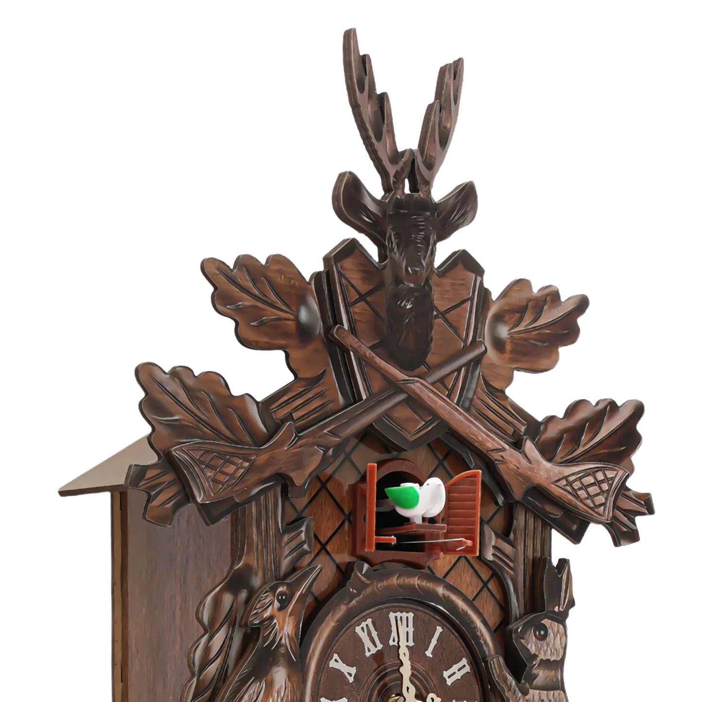 Wooden Cuckoo Clock with Pendulum Bird Automatic Chiming for Living Room Kitchen Office Wall Silent Quartz Movement