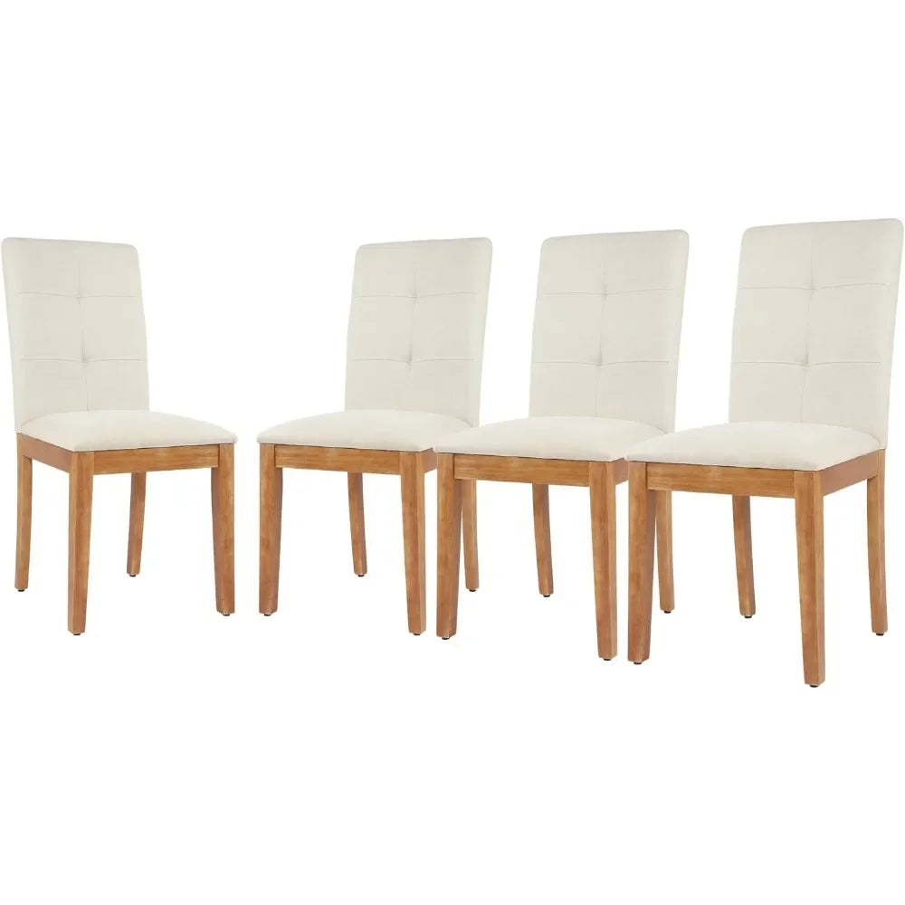 Dining Chairs , Modern Upholstered Fabric Dining Room Chairs, Armless Kitchen Chairs with Wood Legs and Padded Seat