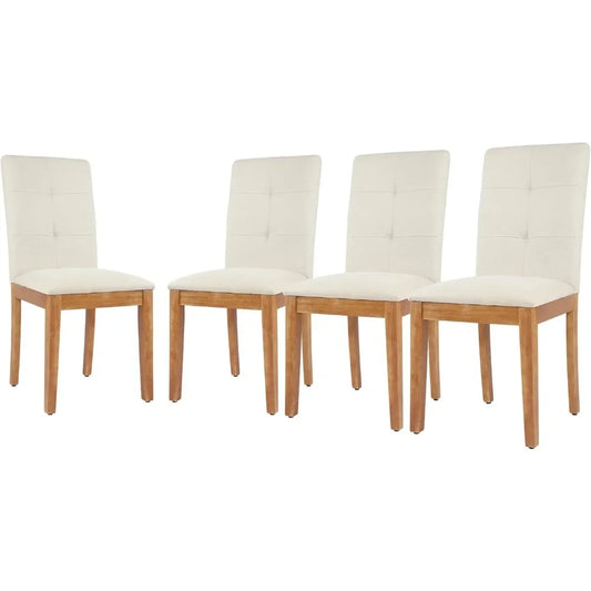 Dining Chairs , Modern Upholstered Fabric Dining Room Chairs, Armless Kitchen Chairs with Wood Legs and Padded Seat