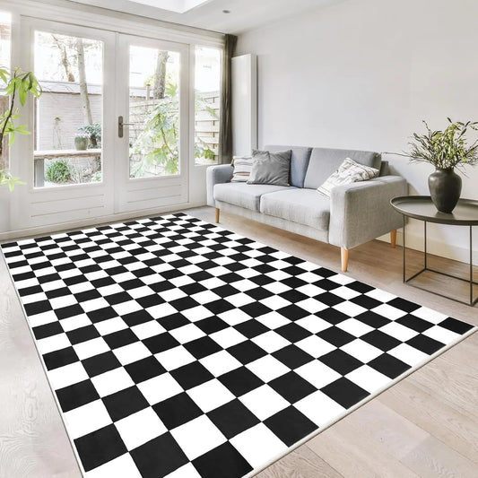 Black and White Checkered Rug