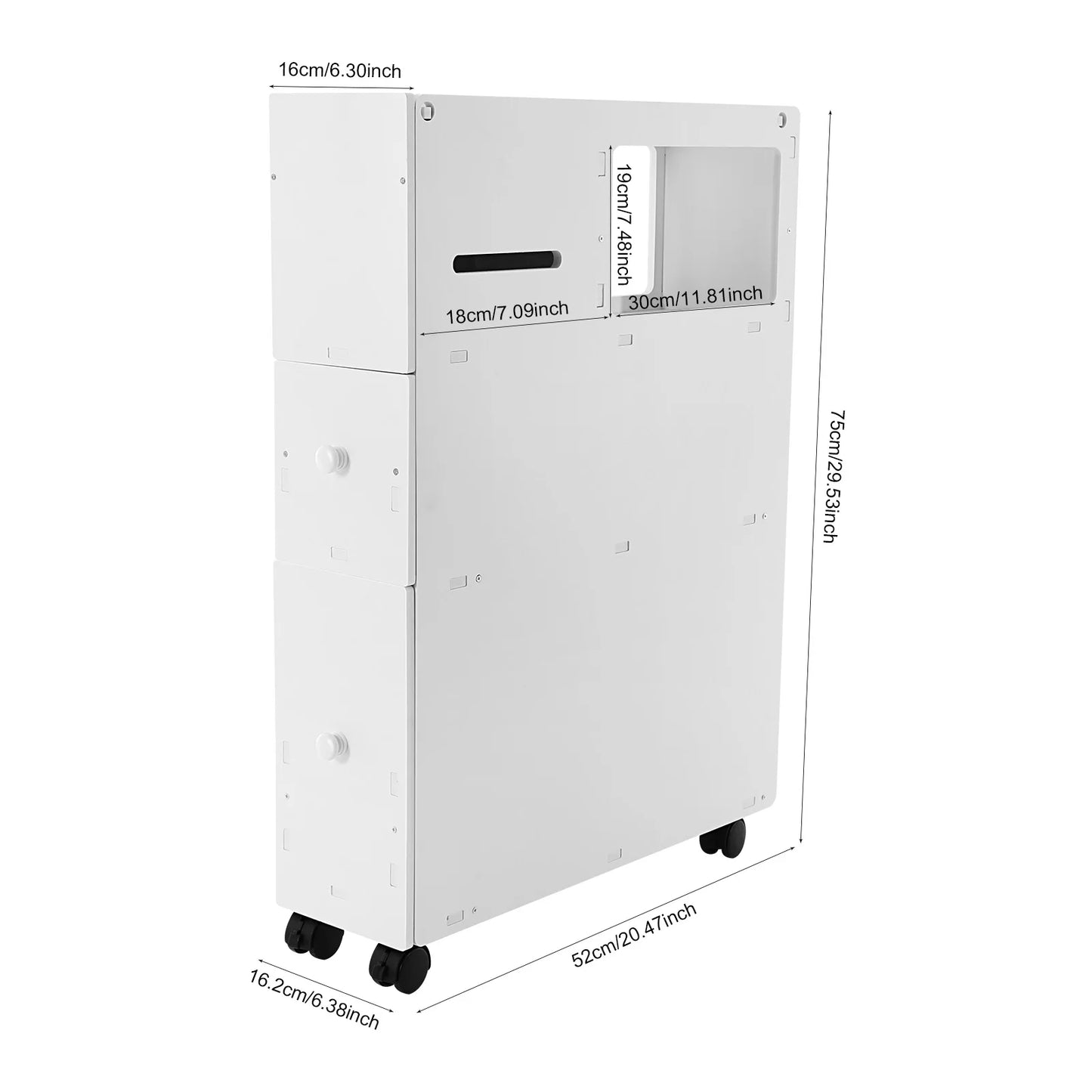 Bathroom Storage Cabinet, Narrow Floor Storage Cabinet, Storage Cabinet with Drawers 50kg Load-bearing Capacity