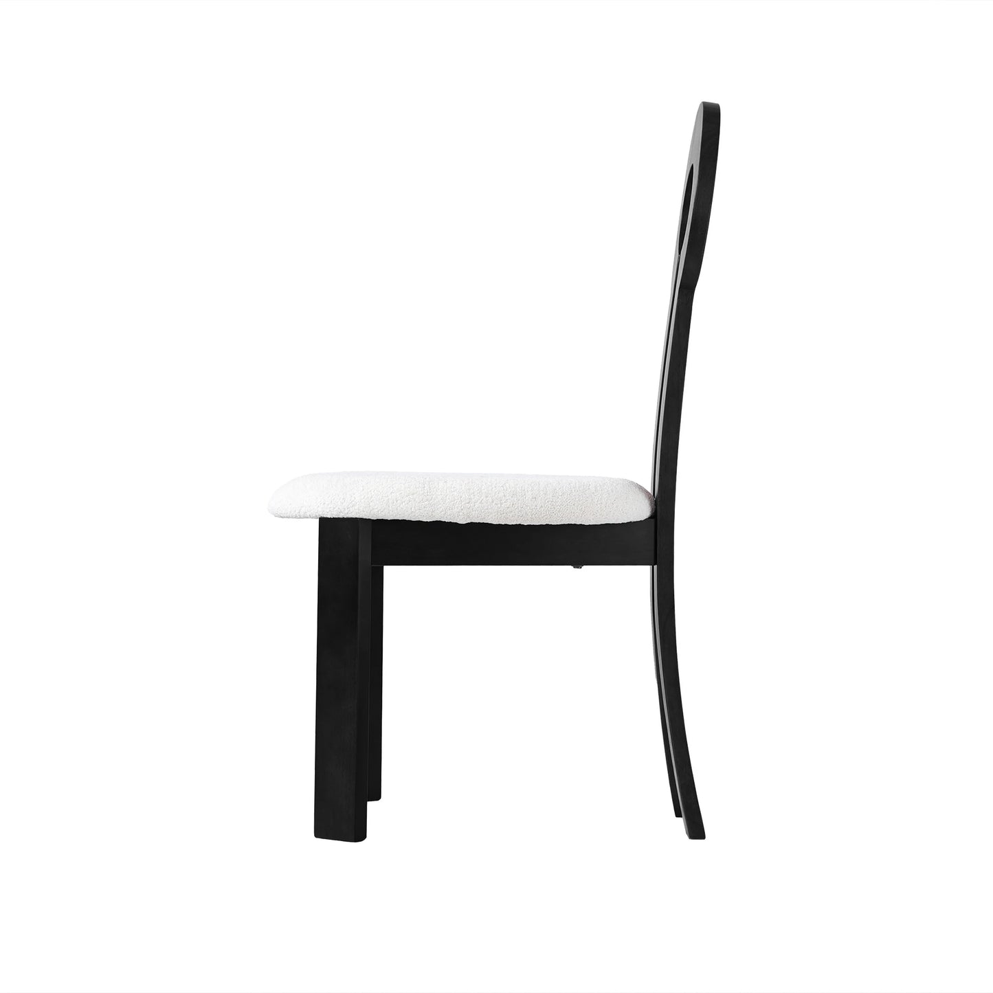 Wooden Dining Chairs Set of 2 Modern Round Dining Room Chair Comfy Fabric Upholstered Kitchen Chairs