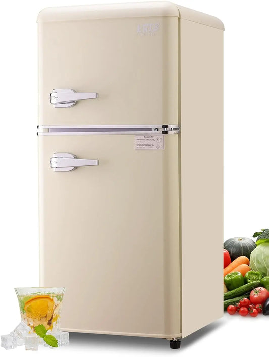 3.2 Cu. ft. Compact Refrigerator, Mini Fridge with Freezer, Retro Design Small Drink Chiller for Home, Office