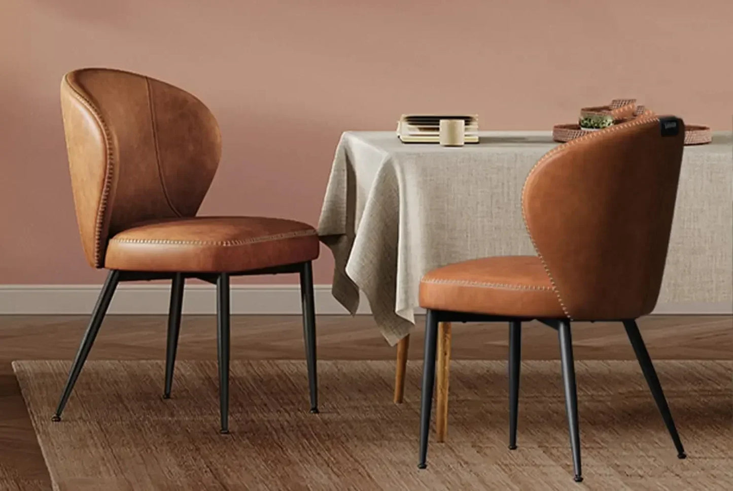 Dining Chairs Set of 6, Upholstered Kitchen Chairs, Comfortable Seat, Synthetic Leather with Stitching