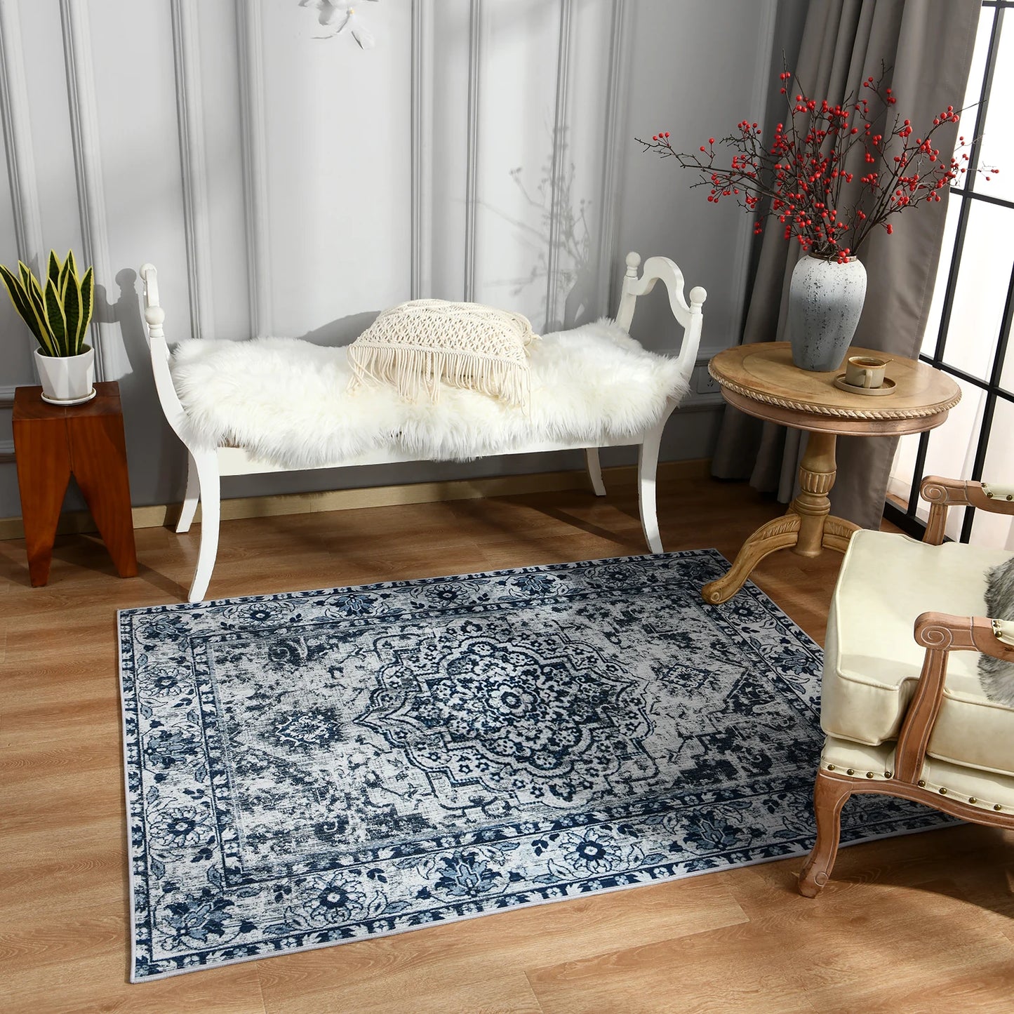 Vintage Bohemian Area Rug for Living Room, Bedroom