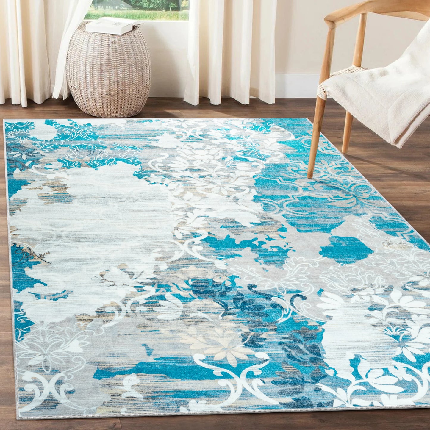 Elegant Floral Faux Wool Area Rug