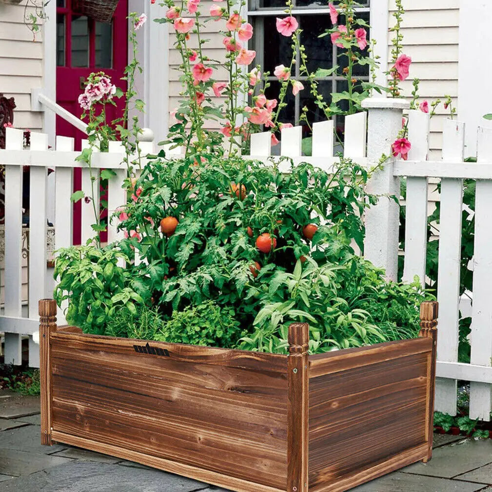 Wood Planter Box Outdoor Raised Planter Beds Garden Large Patio Containers for Flowers Vegetables