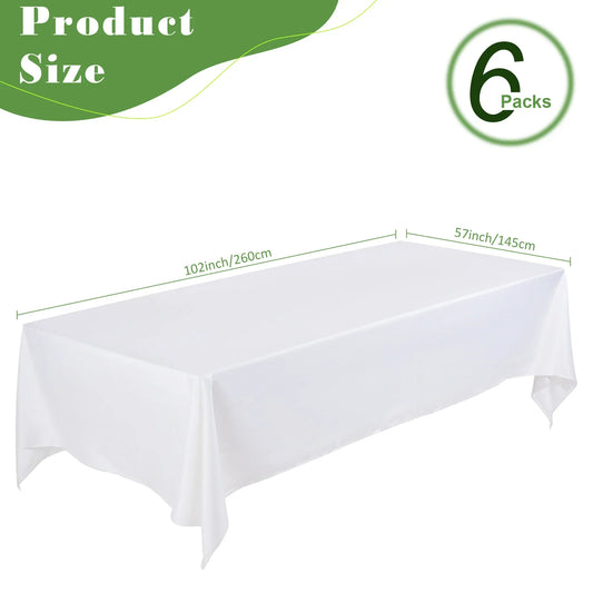 6Pcs Wrinkle Resistant Washable Polyester Table Cover ,White