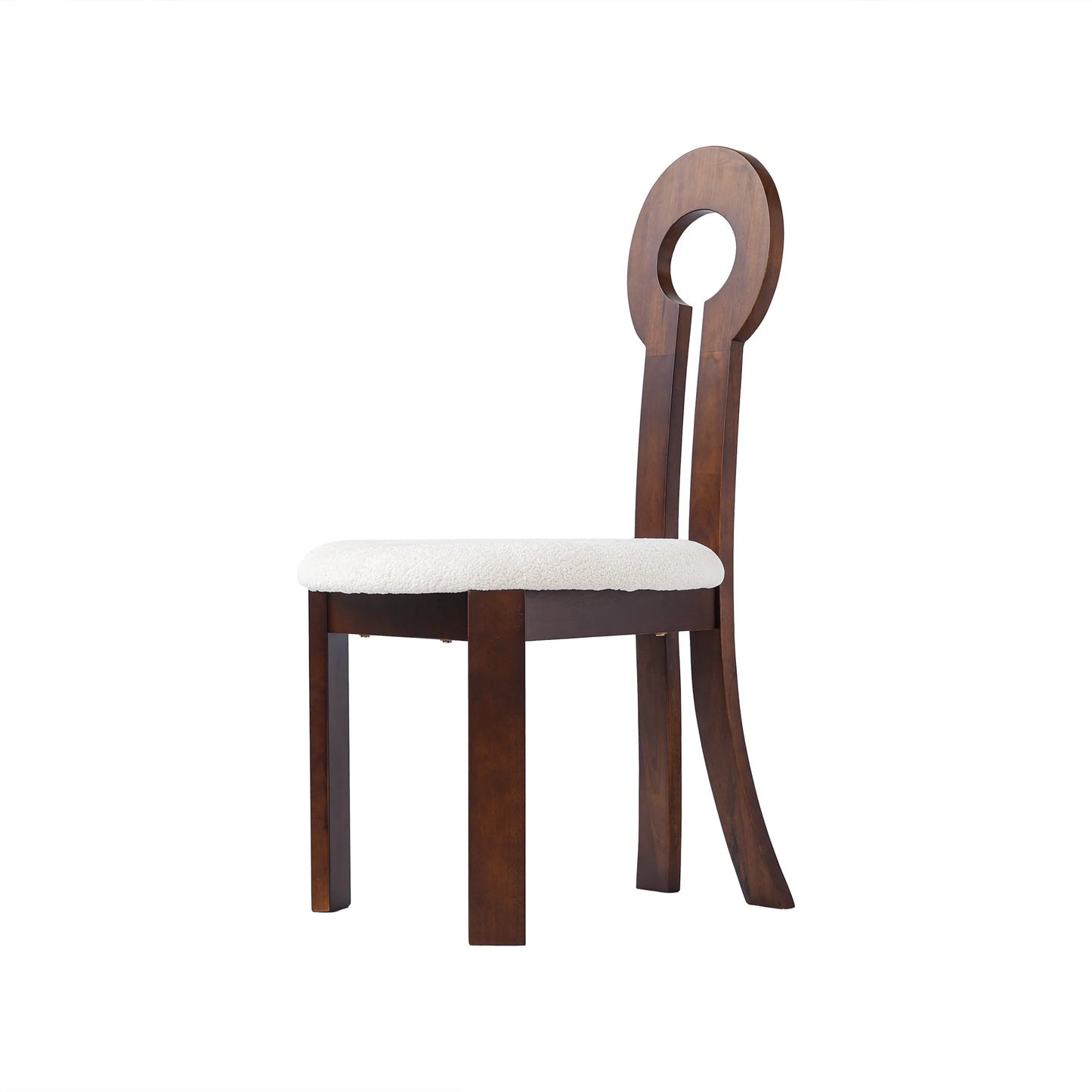 Wooden Dining Chairs Set of 2 Modern Round Dining Room Chair Comfy Fabric Upholstered Kitchen Chairs