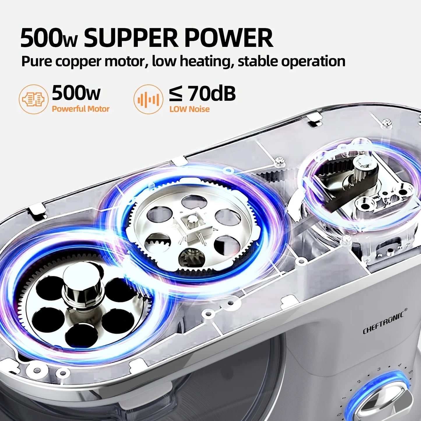 1pc CHEFTRONIC Stand Mixer, 5.5QT Tilt-Head Electric