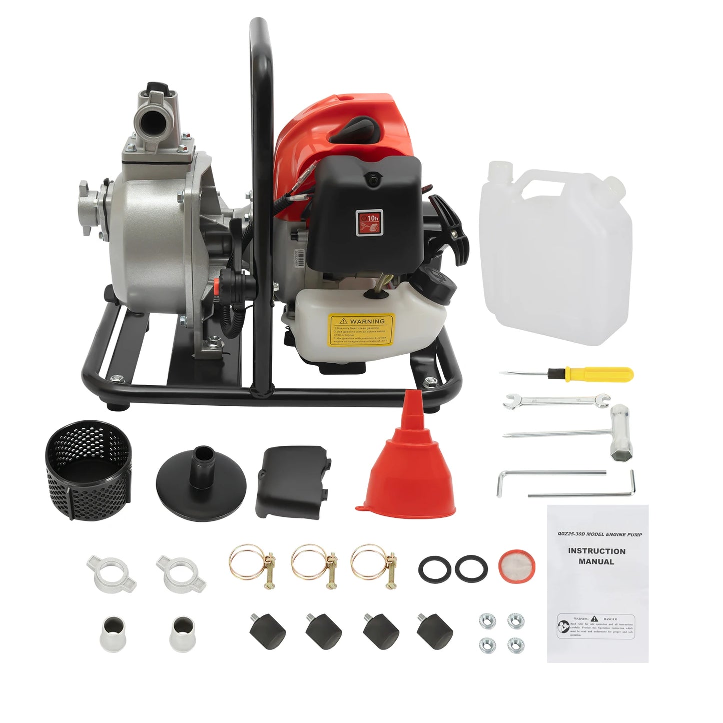 Gasoline Water Pump 2-Stroke Portable Gasoline Engine Trash Pump 20m Lift Powerful Engine Water Transfer Pump 26.25ft Suction