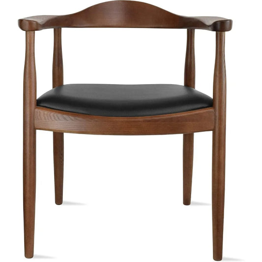 Solid Wood Farmhouse Dining Chairs with PU Leather Cushion Seat