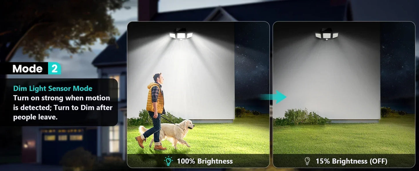 (5/4/3/2/1 pcs) 3-Head Solar Outdoor Light, Motion Sensor Security Light with Wireless Remote Control