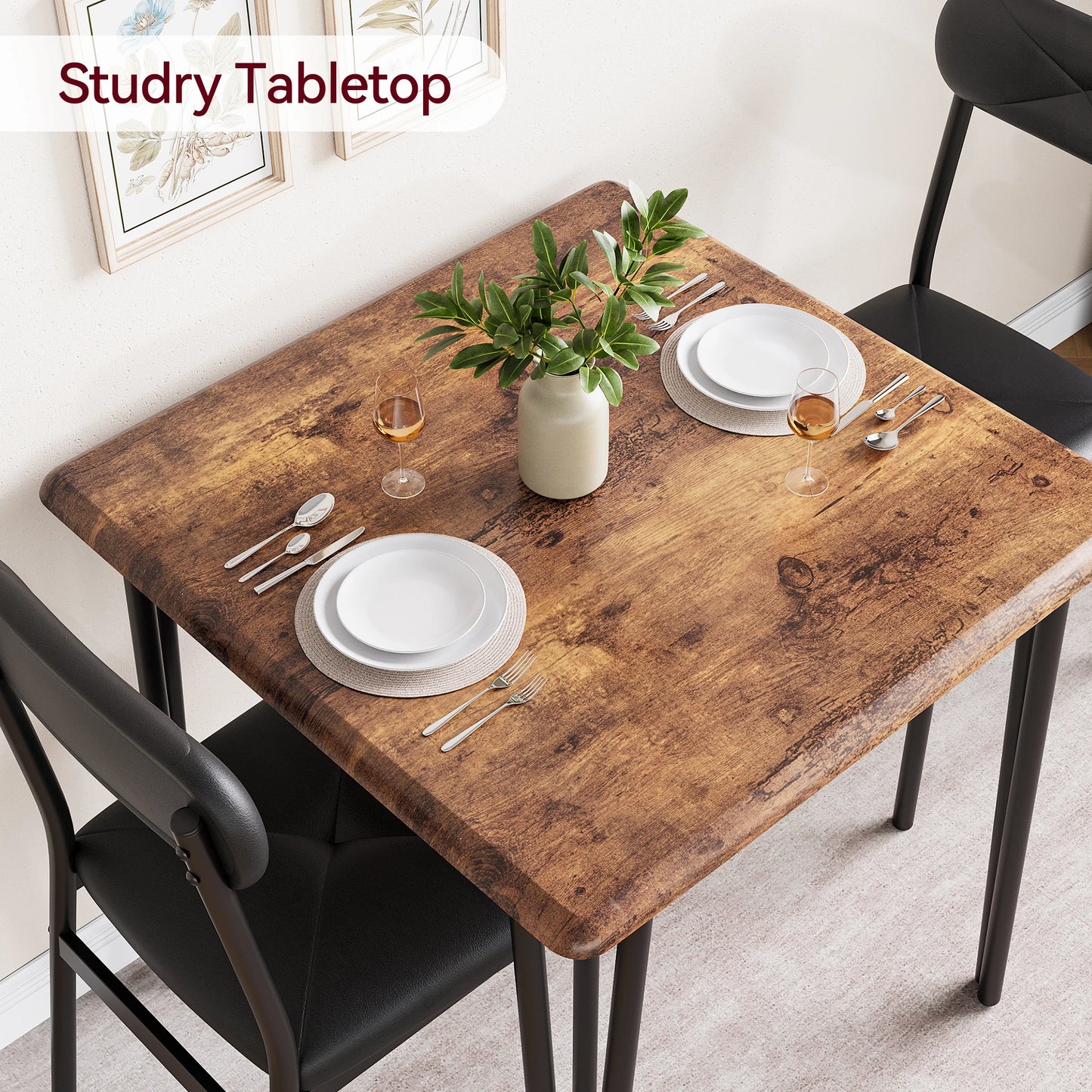 Small Dining Table Sets for 2 with Upholstered Chairs