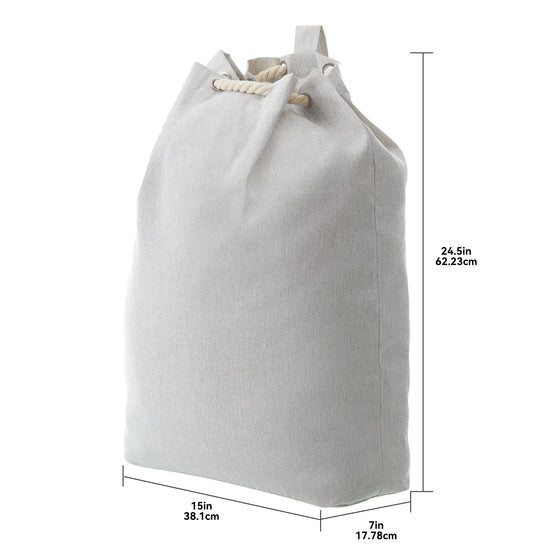 Polyester and Cotton Canvas Adult Laundry Bag, Gray, 15 in W x 7 in D x 24.5 in H