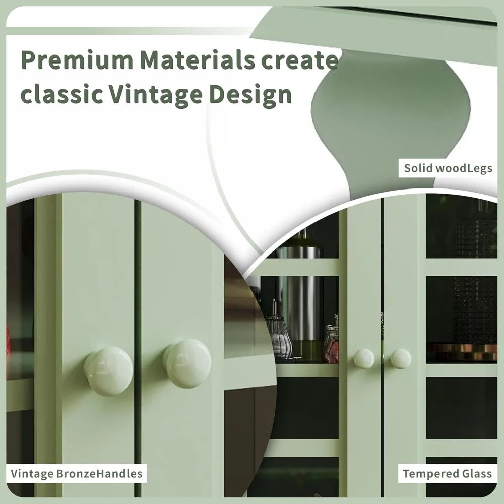 Buffet Cabinet with Glass Doors and Drawer, Modern Wood Storage Sideboard for Dining Room & Living Room, 28 Inch Accent Cabinet