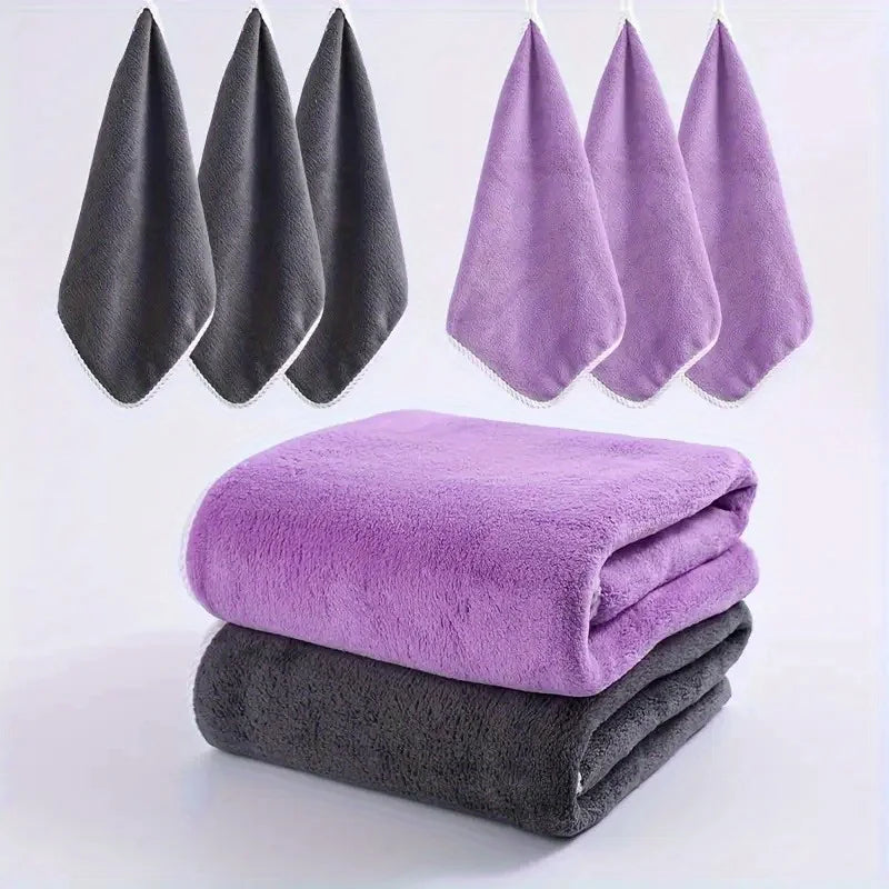 8PCS Luxury Bath Towel Set- Ultra Soft High Absorbency Microfiber Flannel Towels, Plush Towel Collection, Ultrasoft Fabric