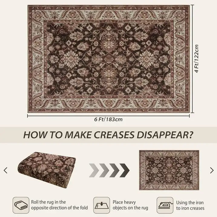 New Vintage Floral Rugs Soft Accent Large Area Rug Fluffy Carpet for Bedroom Living Room