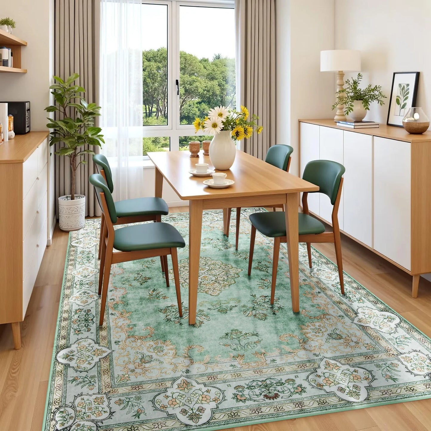 Elegant Floral Faux Wool Area Rug