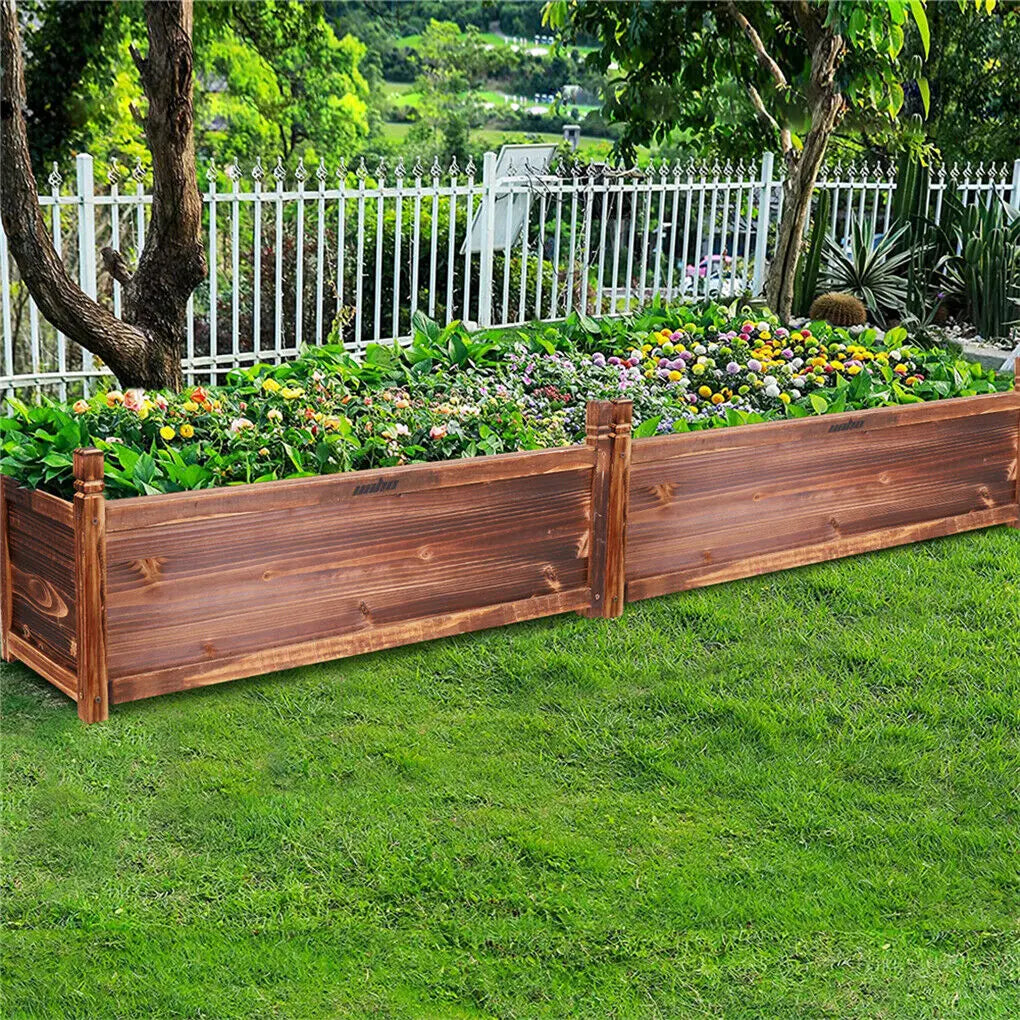 Wood Planter Box Outdoor Raised Planter Beds Garden Large Patio Containers for Flowers Vegetables