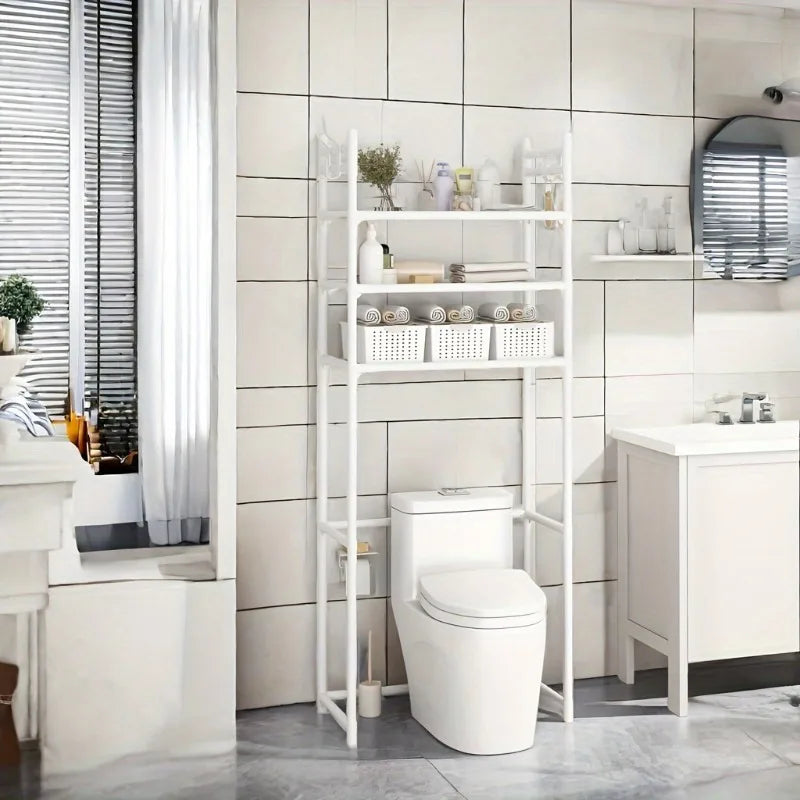 Metal 3 Tier Above Toilet Storage Rack Floor-to-ceiling No-drill Bathroom Accessory