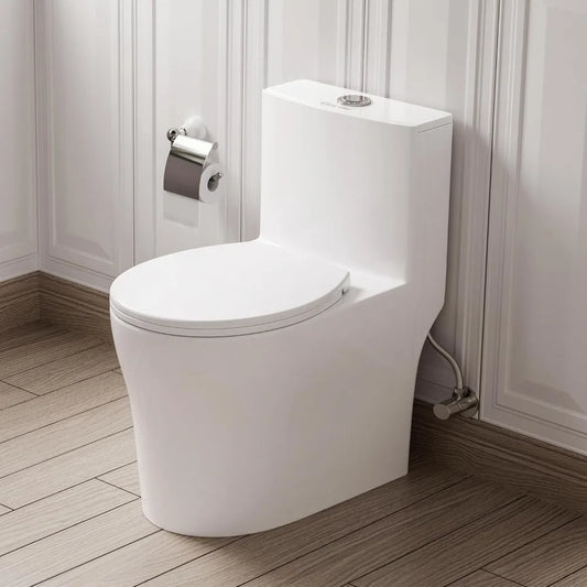 Quiet Dual & Powerful Flush Modern Toilet for Small Bathroom, Space Saving Toilet with Soft Close Seat, 12'' Rough-In