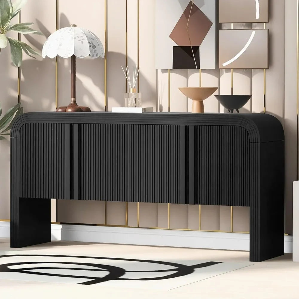 Storage Cabinet Sideboard for Kitchen, Modern Buffet Cabinet with Metal Handles and Adjustable Shelves for Living Room Corridor
