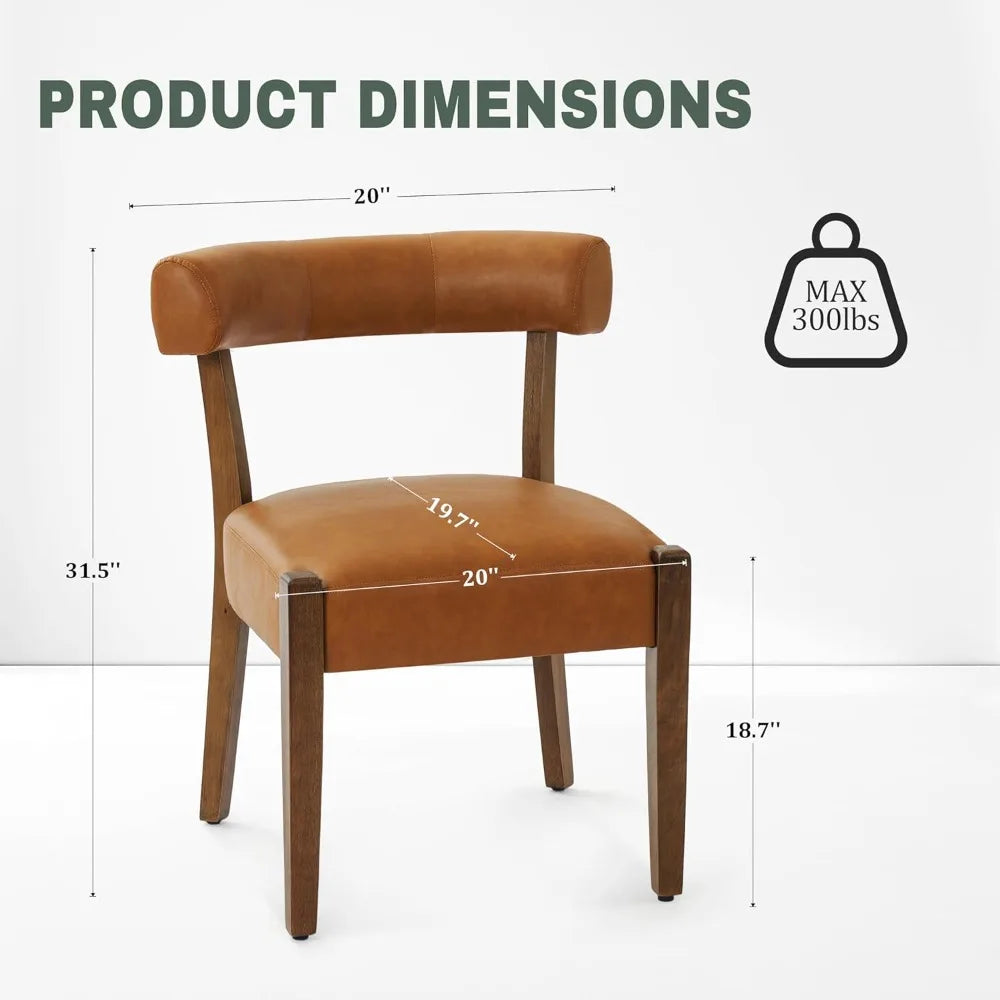 Faux Leather Dining Chairs Set of 4 Upholstered Kitchen & Dining Room Wooden Chairs Mid Century Modern Dining Chairs Low Back