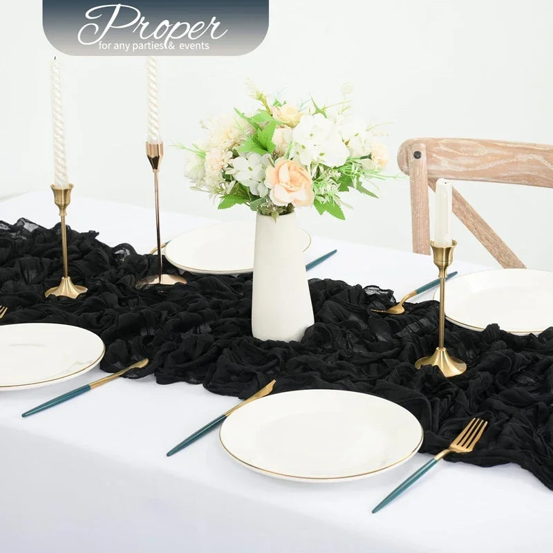 1pc Cheesecloth Table Runner,Country Style Gauze Cheese Cloth Tablecloth For Wedding,Bridal Shower,Baby Shower,Birthday Party