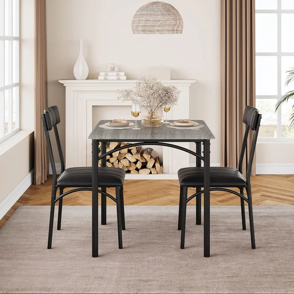 Dining Table Set for 2, Kitchen Table and Chairs for 2 with Upholstered Chairs, 3 Piece Dining Room Table Set