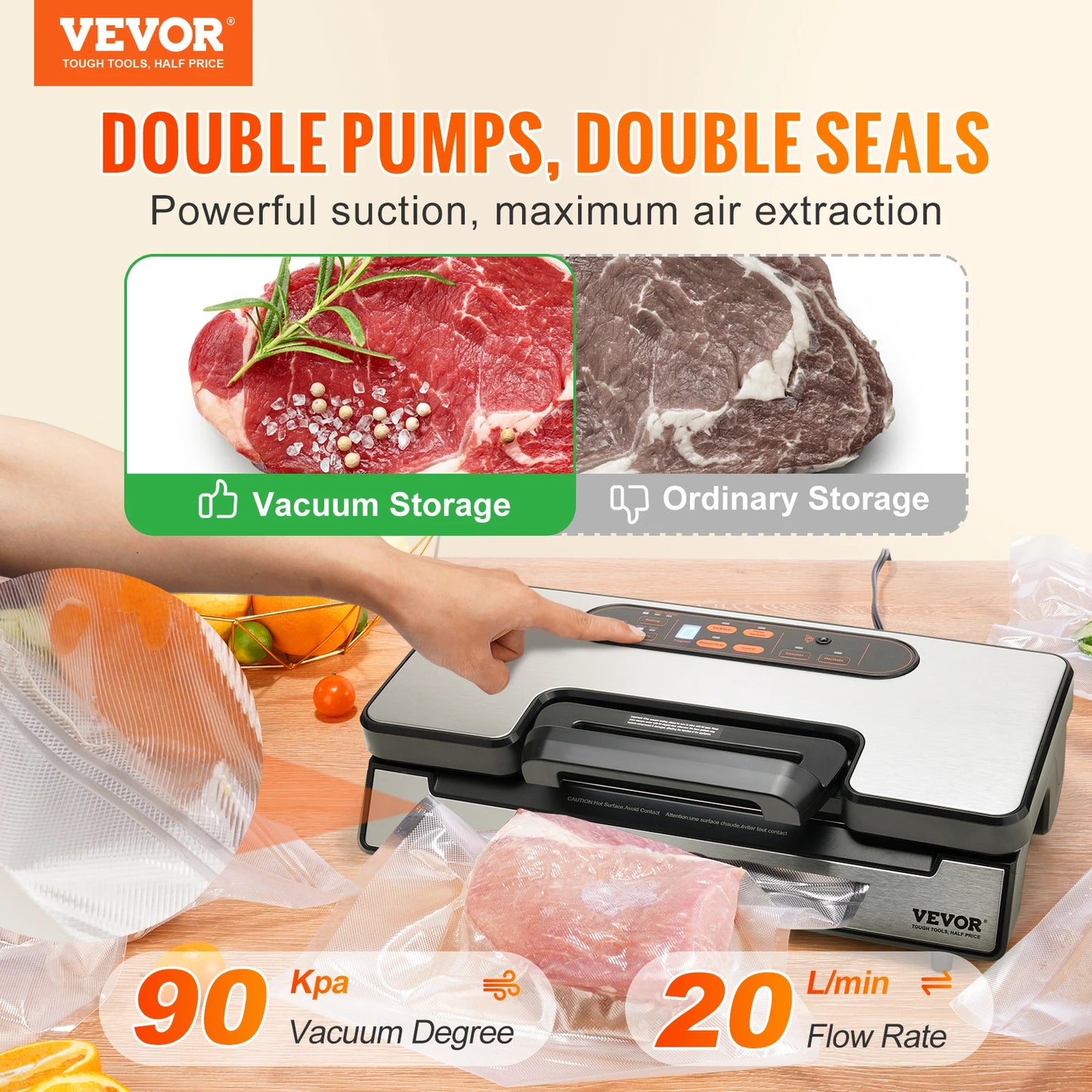 130W Vacuum Sealer Food Packaging Machine