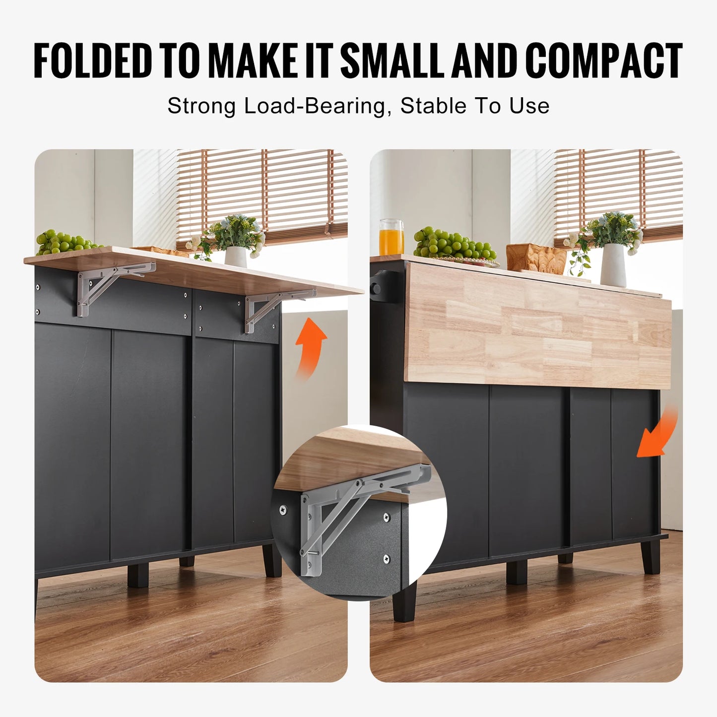Kitchen Island Cart Breakfast Bar with Trash Cabinet