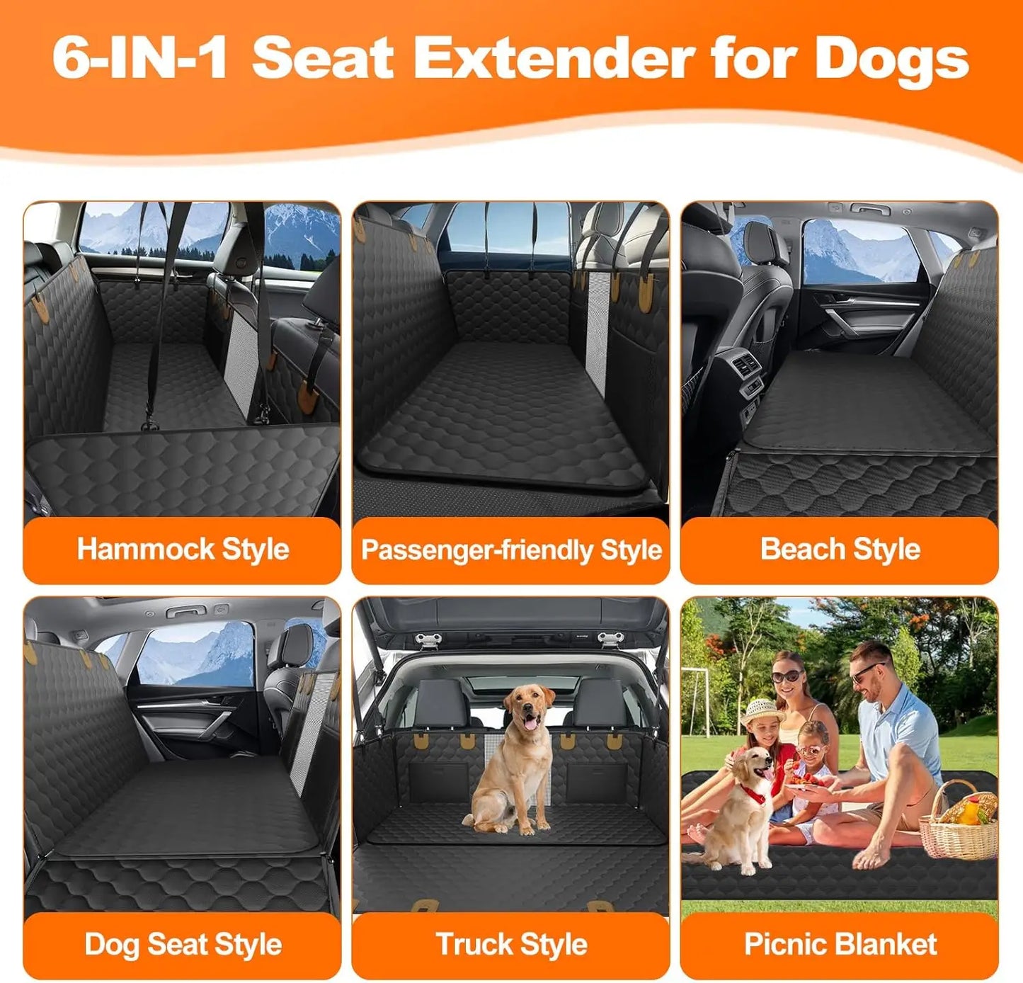 Waterproof Pet Travel Accessories Foldable Dog Car Rear Back Seat Protector