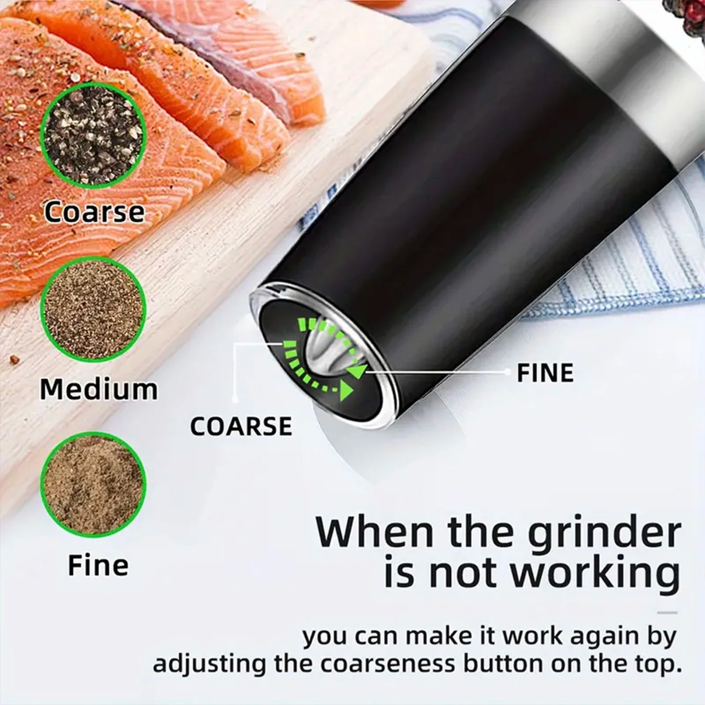 Gravity Electric Salt And Pepper Mill, Tilt To Grind Automatically, Battery Powered, Coarseness Adjustable