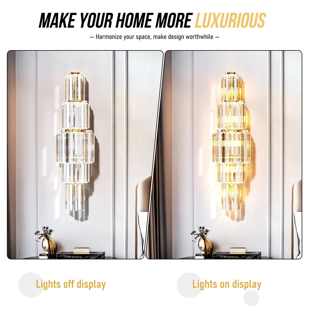Modern Crystal Wall Lamp 3-Layer Wall Crystal Sconce Light E14 Led Corn Lights