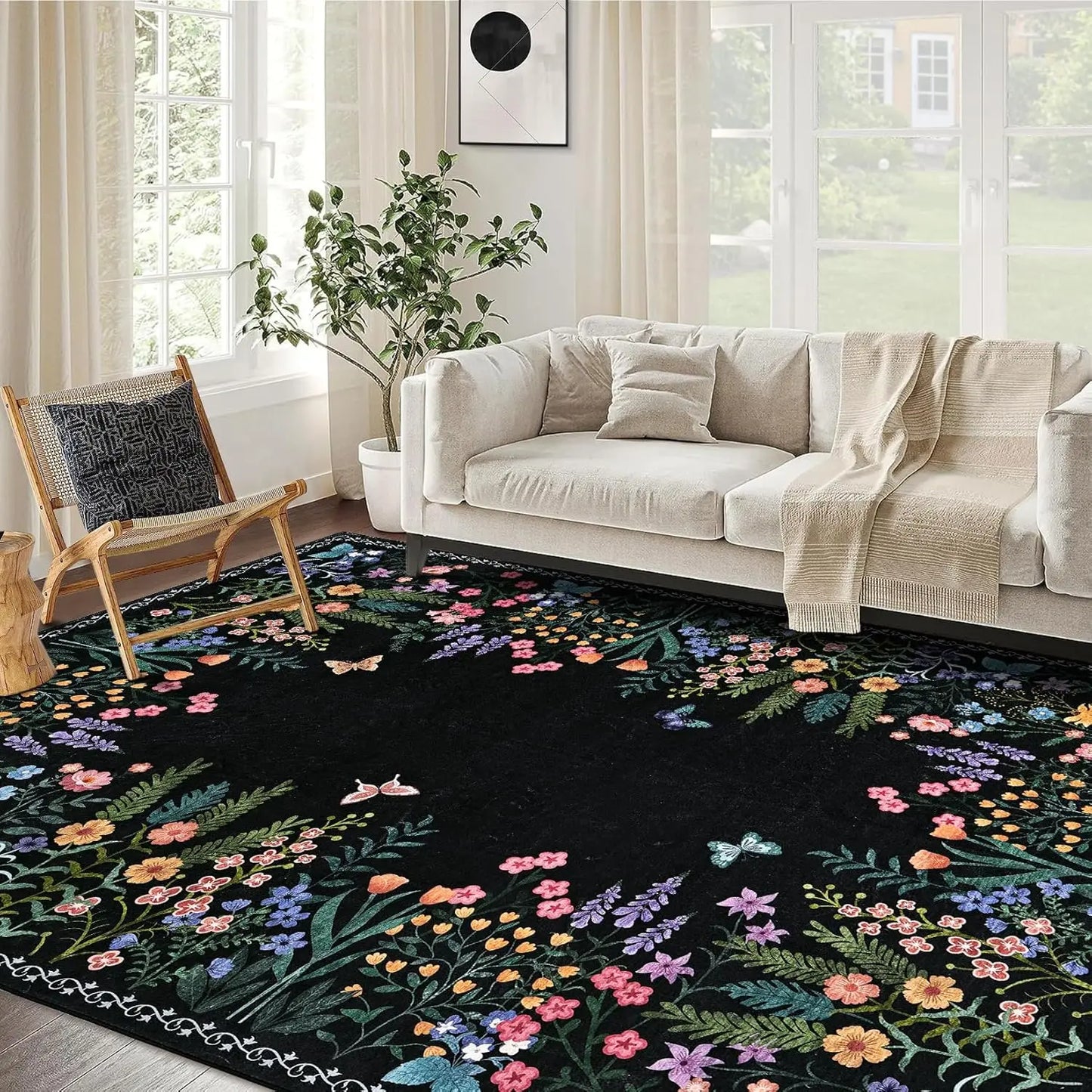 Washable Floral Rug ,Soft ,Non Slip