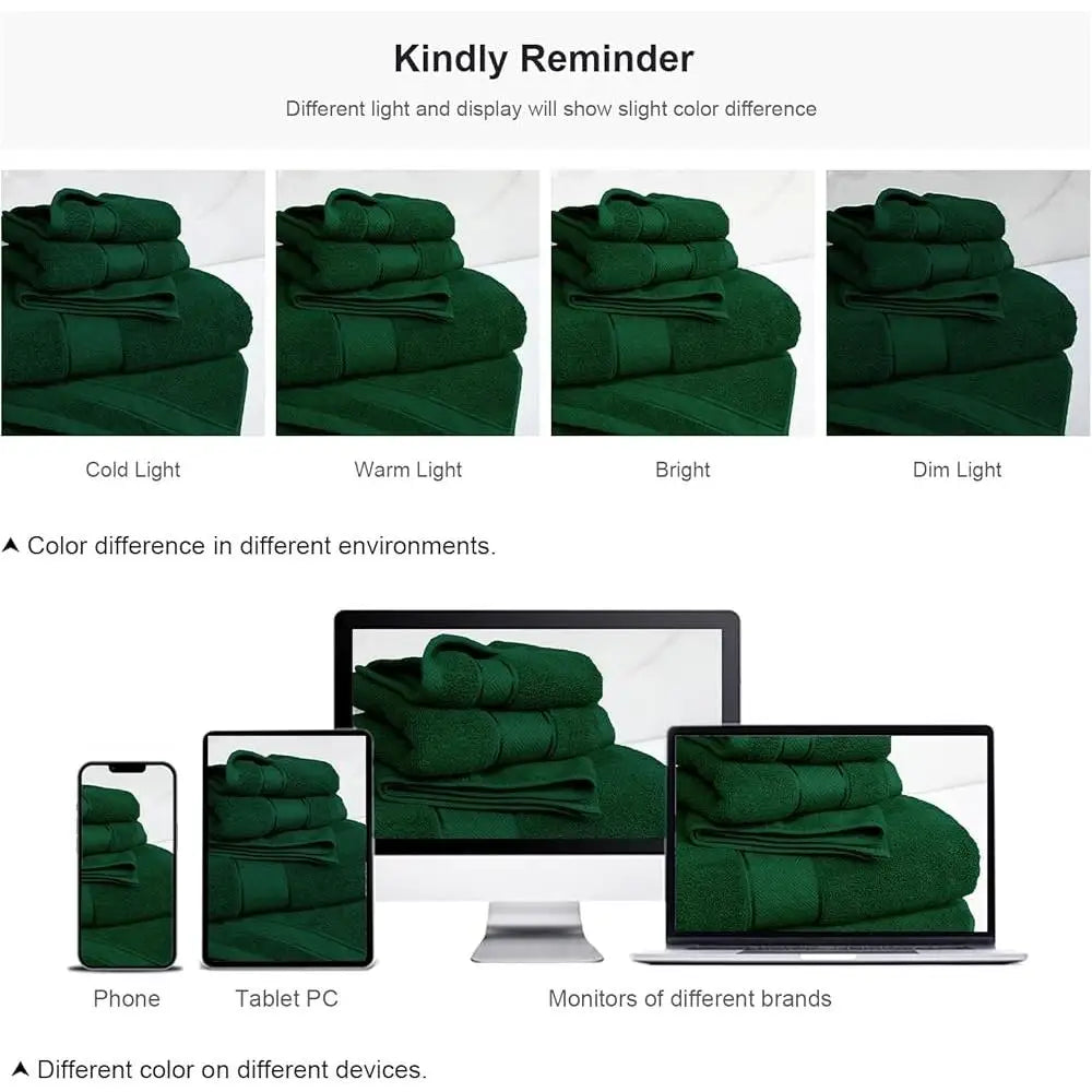 Luxury 6 Piece Turkish Cotton Towel Set Soft Absorbent Quick Dry Bath Hand Washcloths Bathroom