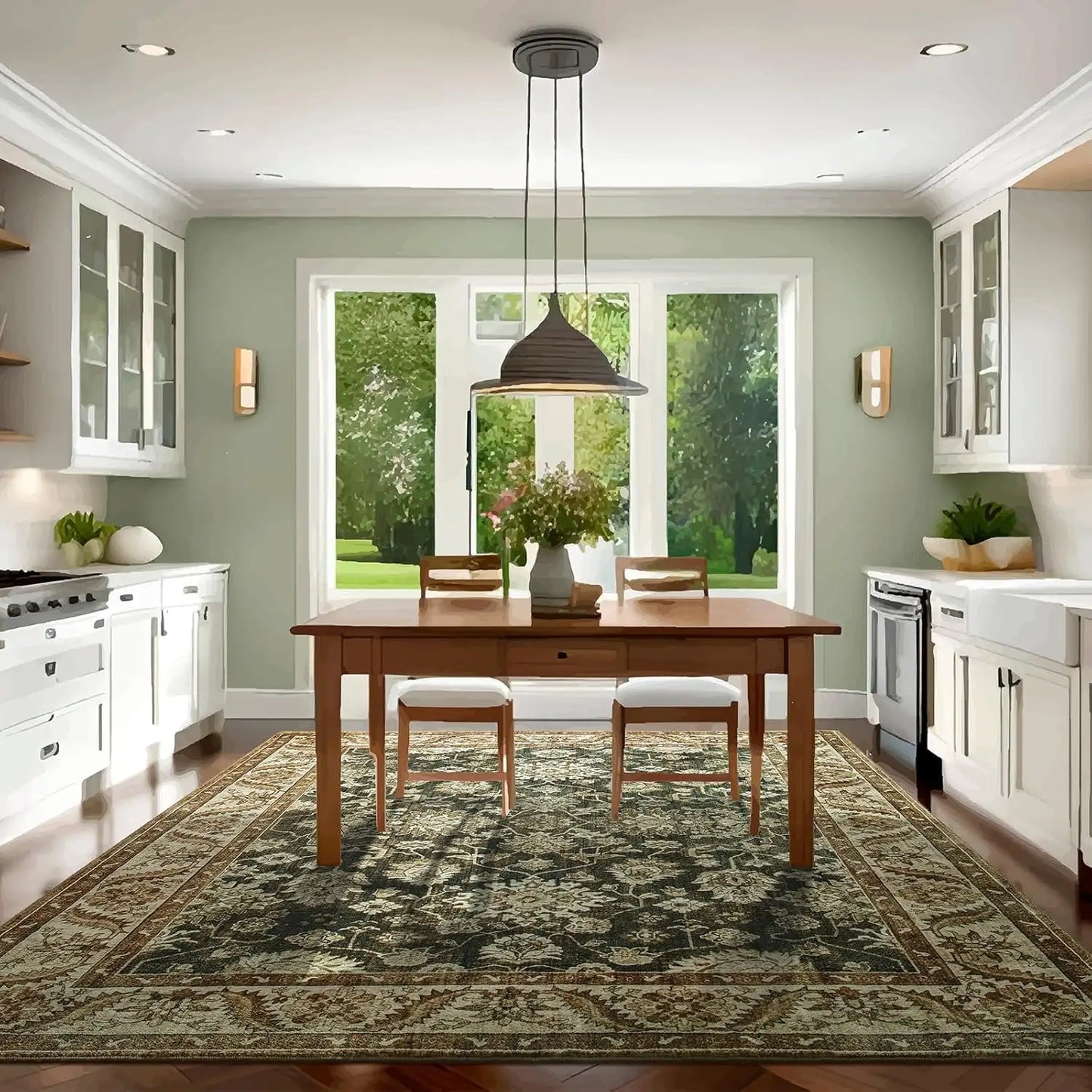 New Vintage Floral Rugs Soft Accent Large Area Rug Fluffy Carpet for Bedroom Living Room