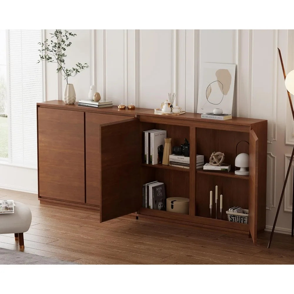 Mid Century Modern Sideboard Buffet Cabinet ,Small Storage Cabinet with 2 Outlet Holes for Living Room, Kitchen, Entryway