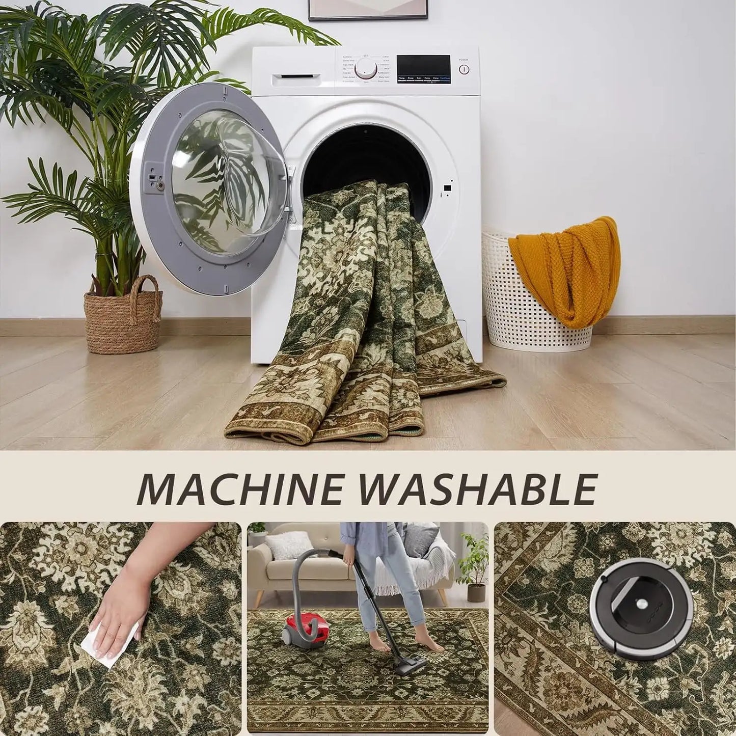 New Vintage Floral Rugs Soft Accent Large Area Rug Fluffy Carpet for Bedroom Living Room