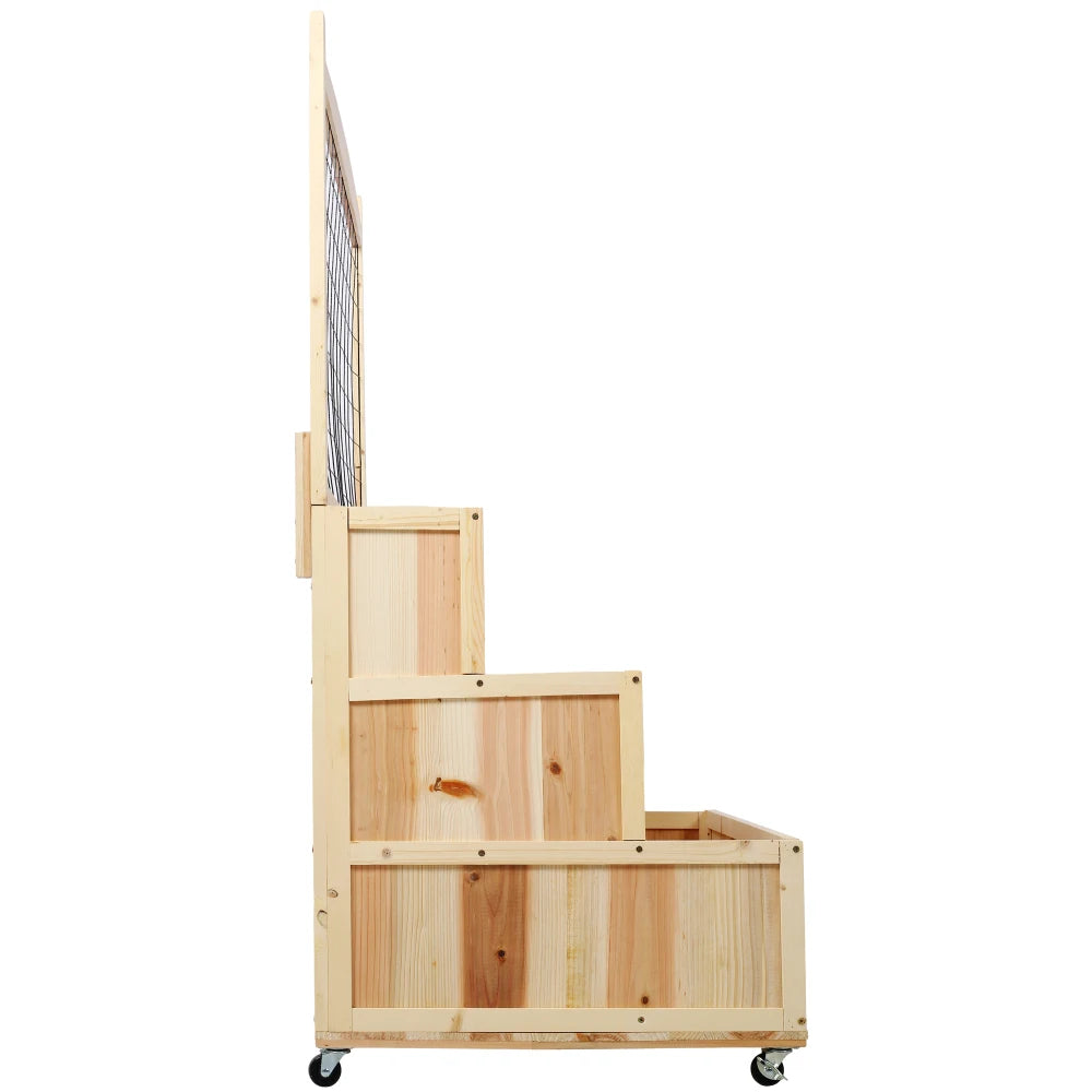 3-Tiers Raised Garden Bed with Trellis, 53" H Vertical Planter Box with Wheels & Back Storage Area, for Flowers, Vegetables