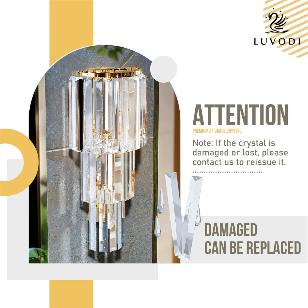 Modern Crystal Wall Lamp 3-Layer Wall Crystal Sconce Light E14 Led Corn Lights