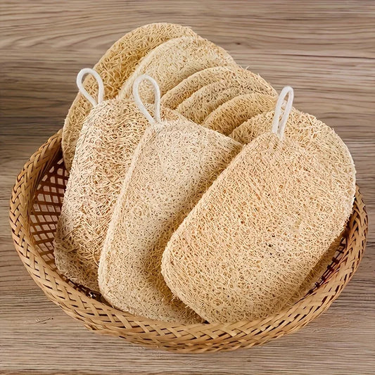 10pcs Loofah Sponges - Natural Exfoliating Body Scrubber | Bamboo Fiber Shower Pads for Gentle Cleansing | Bath & Skin Care Set