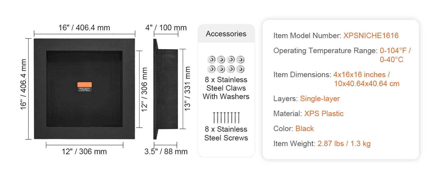 Shower Niche Ready for Tile Shelf Organizer  Corners Niche Recessed Sealed Protection  Soap Storage for Shower Bathroom