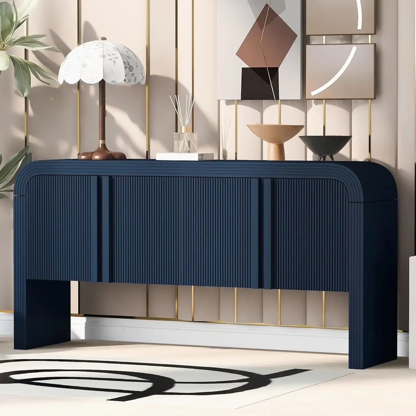 Storage Cabinet Sideboard for Kitchen, Modern Buffet Cabinet with Metal Handles and Adjustable Shelves for Living Room Corridor