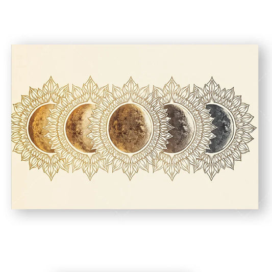 1pc Wall Tapestry  Moon Phase Tapestry - Gold Floral Mandala Wall Hanging